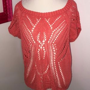 Lauren Conrad crochet short sleeve see through top